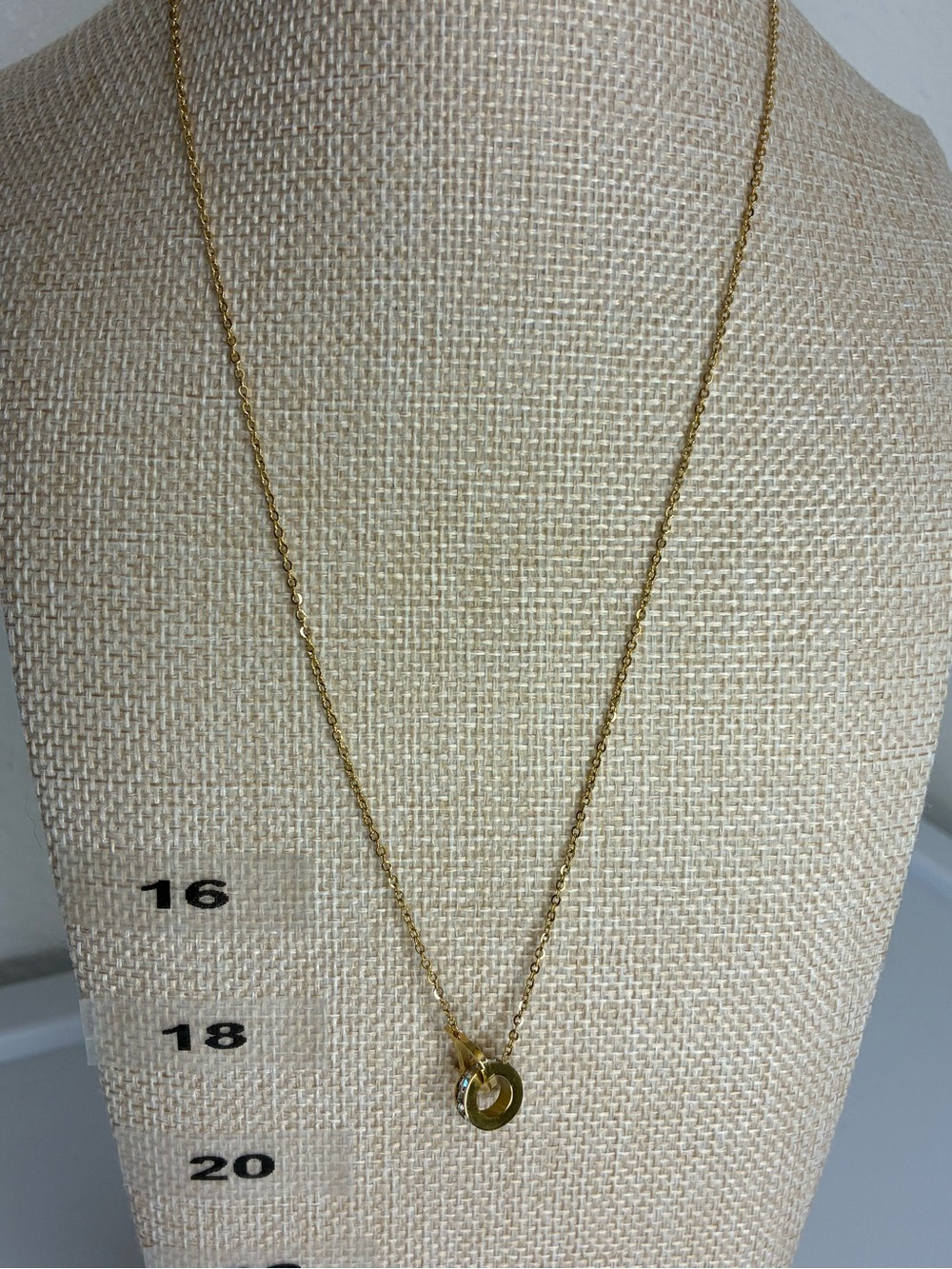 Vintage Gold Double Ring Pendant Necklace - Women Jewelry